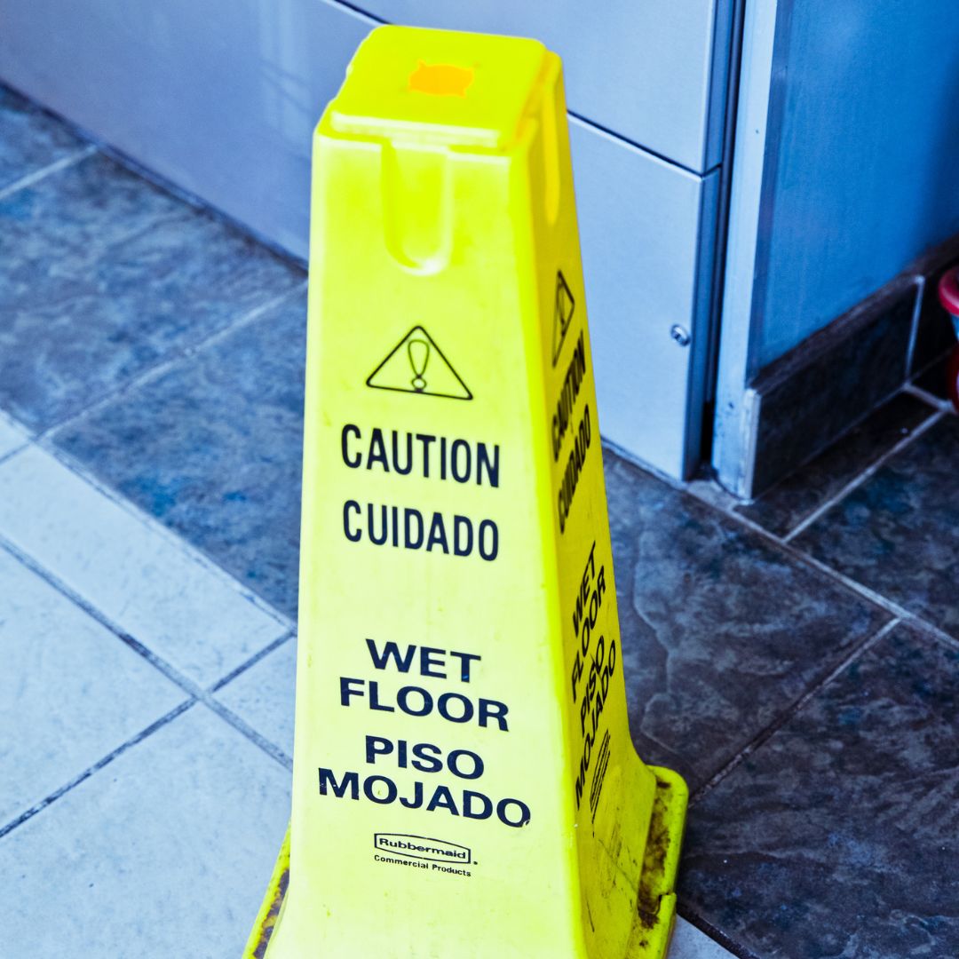 Wet floor sign. 